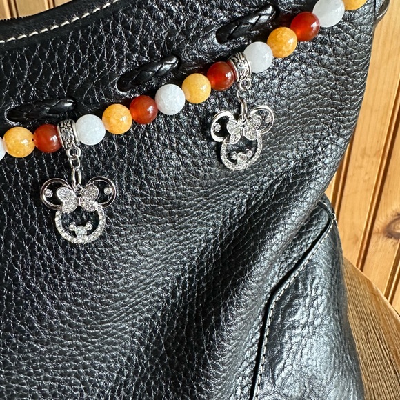 Handmade by me purse chain with Mickey Mouse charms & genuine gemstone-silver - Picture 3 of 4